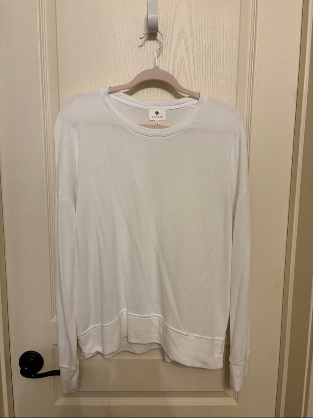Sundry White Long-Sleeve Pullover